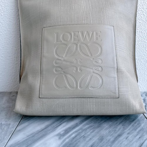 LOEWE Anagram Leather Tote Bag Shopper Gray Authentic Pre-owned - Picture 2 of 17
