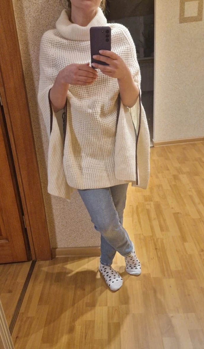 Ralph Lauren Cream Cowl Neck Sweater Poncho wool