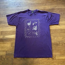 Vintage Single Stitch USA Made What Do You Do With A Llama Purple Shirt Size L