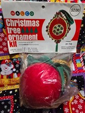 Vintage NOS Walco Sequin Bead Christmas Ornament Kit  Red Flocked