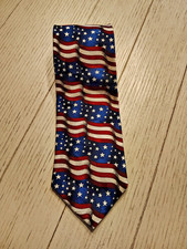 U.S.A. America Flag 100 Silk Neck Tie Patriotic Red, White  Blue ONE AMERICA
