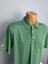 Brooks Brothers Striped Shirt Sleeve Golf Polo PERFORMANCE Sz Large w/ Logo