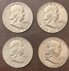(4) Franklin Half Dollars 90% Silver 1956,1957,1963d 2x  US Silver Free Shipping