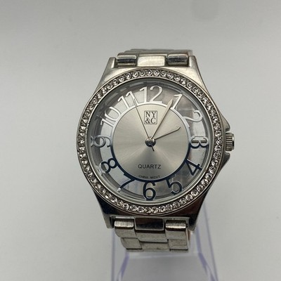 NY&C Silver-Tone Rhinestone Quartz Watch - New Battery
