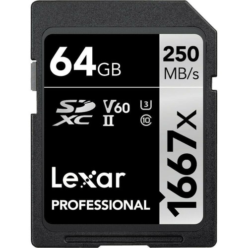 Lexar 64GB Professional 1667x UHS-II V60 U3 SDXC Full-HD 4K Memory Card- 2 Pack - Picture 3 of 4