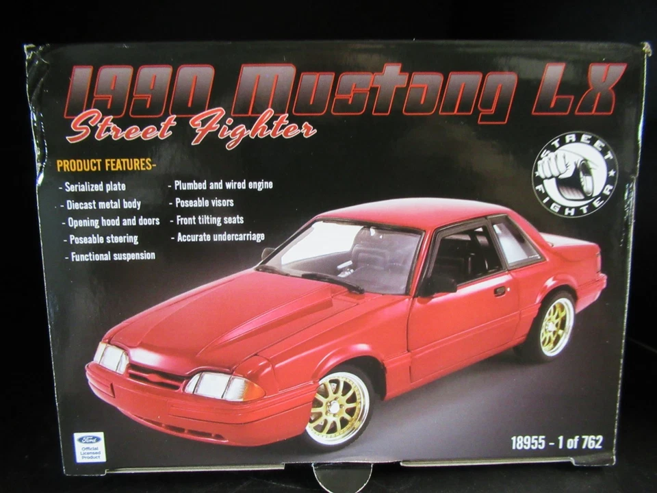 RARO 90 FORD MUSTANG LX STREET FIGHTER SUPERCARGADOR ROJO METÁLICO 1:18 GMP 18955 Foto 4 de 4