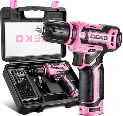 Cordless Drill： 12V Power Drill Set with Pink 800RPM Electric Drills with Tool S