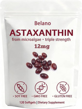 Valasta Astaxanthin 12mg, Zeria Astaxanthin 12mg - Non-GMO, Gluten Free, Easy to