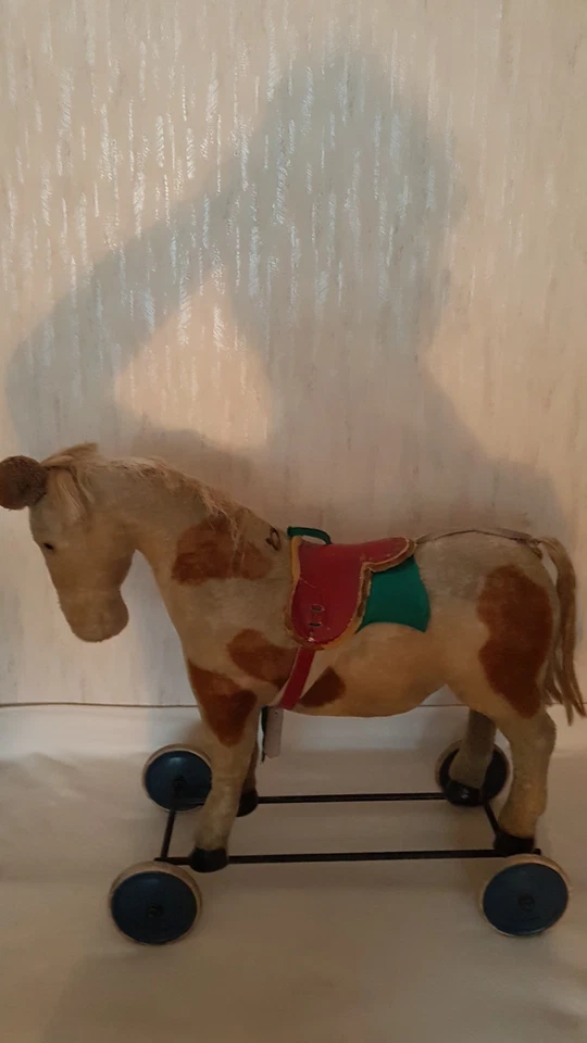 Altes großes Steiff Pferd auf Rädern, Rädertier Reittier - Bild 2 von 4