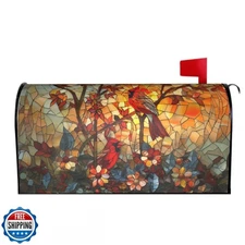 Giwawa Stained Glass Cardinal Birds Mailbox Covers Magnetic for F