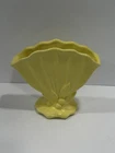 Vintage Yellow McCoy 1940s Leaves & Berries Fan Vase Clearly Marked And Clean