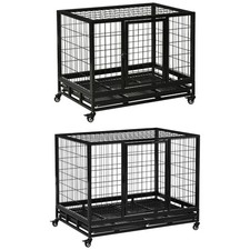 PawHut Heavy Duty Dog Crate, Dog Cage Kennel, Black