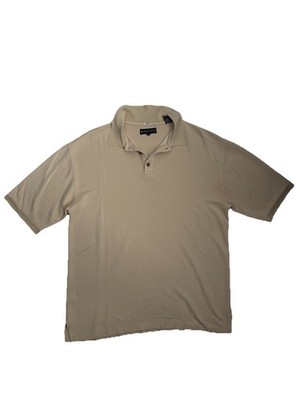 Baracuta Beige Men's L Solid Short Sleeve Collared Knit Button Polo Shirt