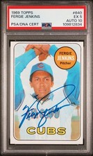 1969 Topps Fergie Jenkins SIGNED #640 PSA/DNA 5 AUTO 10 DUAL GRADE HOF Cubs