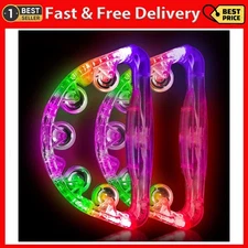 LED Tambourine, Light Up Toys Handheld Musical Flashing Tamborine Autism Toys