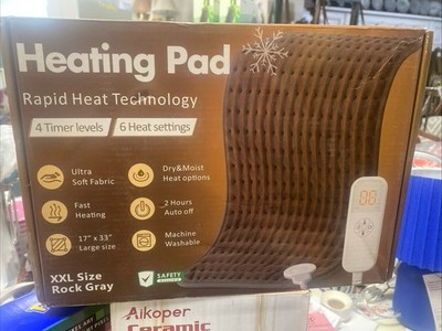 GLAMIGEE XXL Electric Heating Pad Rock Gray Fast Heating Machine Washable
