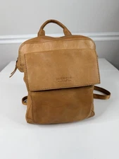 American Leather Co. Liberty Tan Leather Backpack Bag Adjustable Straps flaws
