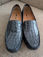 Rohde Ladies Slip On Flat Shoes. Crocodile Print Patent. Size 6. Black. New...