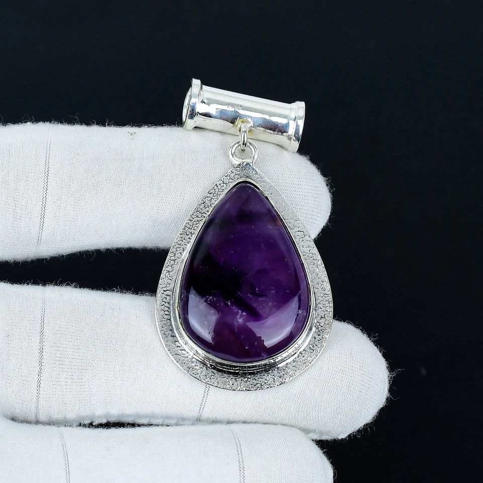 Ametista Gemma Ciondolo 925 Argento Sterling Boho Gioielli Per Anniversary Gifts - Immagine 2 di 4