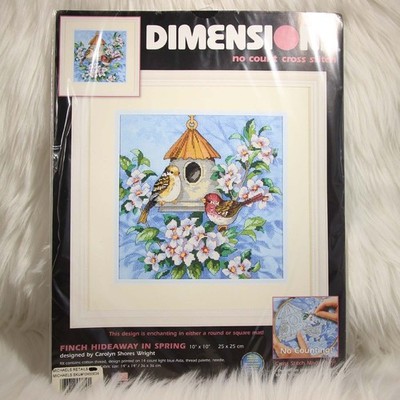 Dimensions Cross Stitch Kit   Finch Hideaway in Spring   10''x10'' NOS
