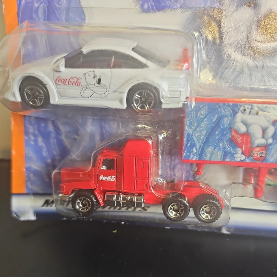 Matchbox Twin Pack Coca Cola Brand Car & Hauler Truck Polar Bear NEW 1999 Mattel - Image 3 of 4