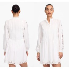 Madewell  NWT Pintucked Eyelet Mini Dress in White  Sz XXS