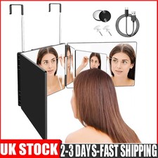 3 Way 360-degree Mirror with LED Lights for Self Hair Cut Trifold Vanity Mirror