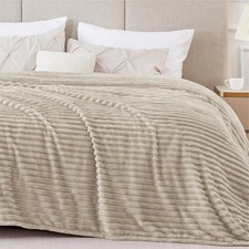 BEDELITE Fleece Blanket Full Size   3D Ribbed Jacquard Soft and Warm Decorati...