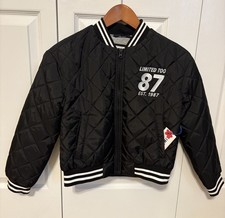 LIMITED TOO Little Girl's Black Varsity Bomber Jacket - Size 10 M - NWT