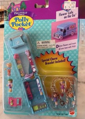 1996 Polly Pocket Bluebird ''Flower Cafe On-The-Go with bracelet'' NOC