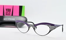 Eye Witness Glasses Frame By Theo Belgium 224 Oval Cat Purple Houndstooth Fancy