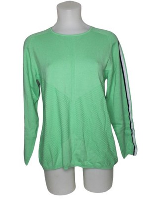 Damen Grüner Strickpullover mit Streifen an den Ärmeln Stretch Golf House Gr.L