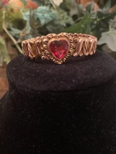 VTG THE. D.F.B. CO. Jewel Stretch Bracelet RARE HOT PINK  HEART EXC 24.1g
