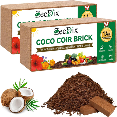 Zeedix 2 Pcs Coco Coir Brick for Plants- 100% Organic Coconut Coir
