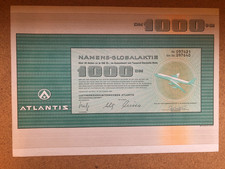 Historische Aktie 1969 Atlantis AG - 1000 DM - Kult Airline Luftfahrt Geschichte