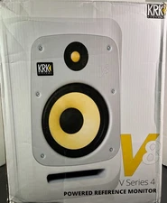 KRK V8 S4 White WN 8" Powered Active Studio Monitor Speaker Mix Master Loud Bass
