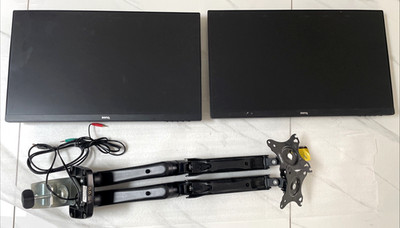BenQ GW2406Z 24'' LCD Monitor Dual Screen VonHaus Dual Arm Mount VESA Mount