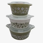 Vintage Pyrex Spring Blossom Bake Serve and Store Dishes 473-474-475 Set W/Lids
