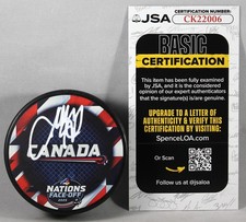 JOSH MORRISSEY SIGNED CANADA 4 NATIONS FACE-OFF Puck AUTOGRAPHED +JSA COA