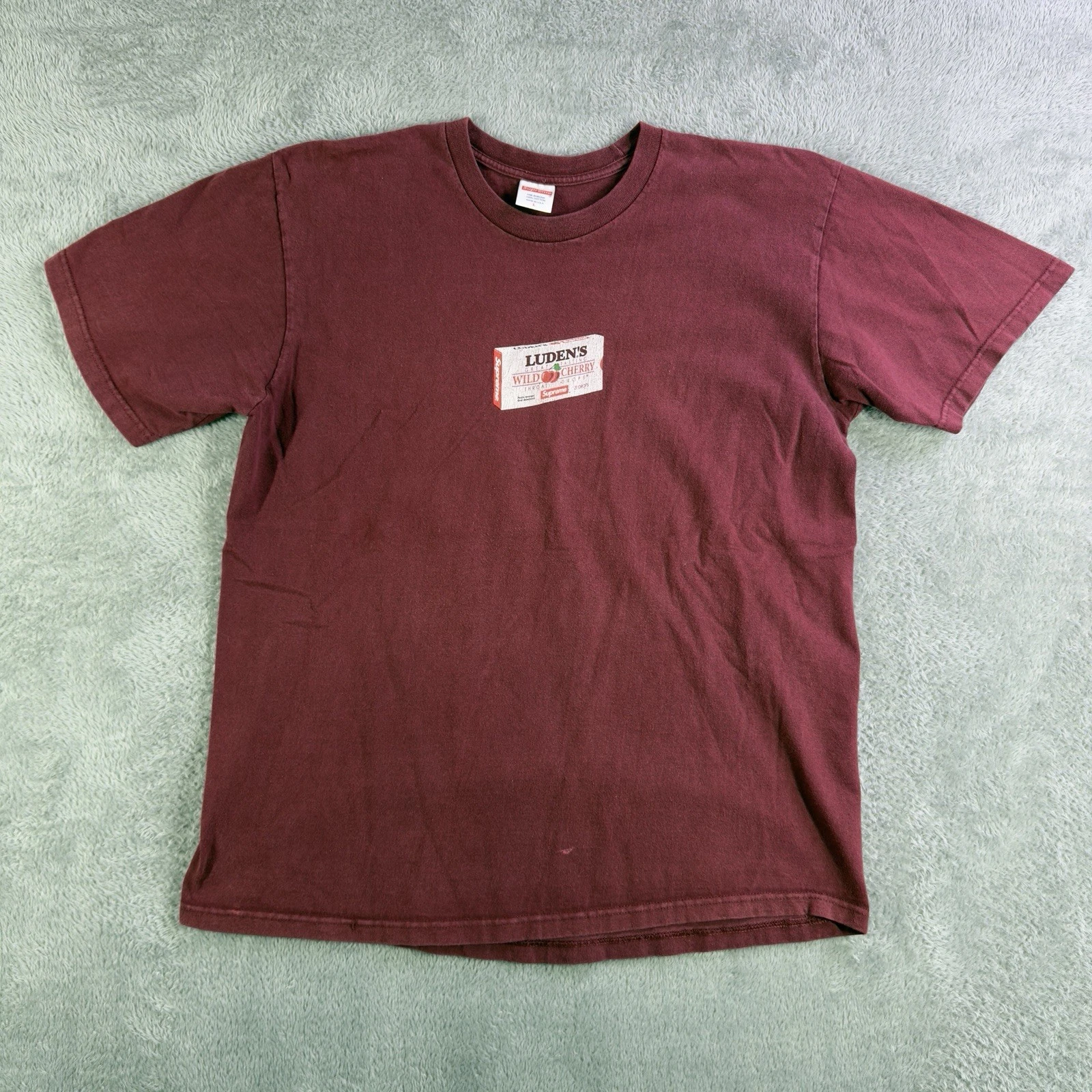 VINTAGE chemise suprême homme grand rouge Ludens logo cerises sauvages patineur streetwear