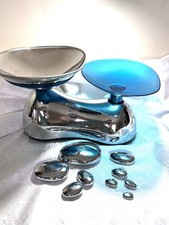 Sebastian Conran Equilibrium Bliss Blue Chrome Kitchen Scales & Pebble Weights