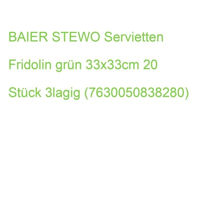 BAIER STEWO Servietten Fridolin grün 33x33cm 20 Stück 3lagig (7630050838280)