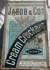 Lge Vintage Jacobs & Co xtra Light Cream Crackers 1lb 5oz Advertising Tin (251)