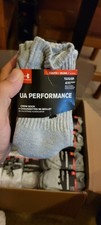 Boys 4 Pair UA Performance 4 Pack YLG Gray Soccer Socks Shoe 1-4 Over the Calf