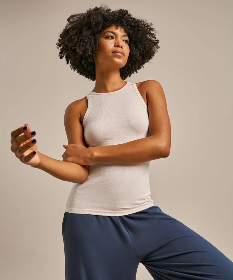 BAM - Bamboo Active Rib Tank Top, PFA Free, High Neck, Rib Jersey, Stretchy - Image 1 of 1