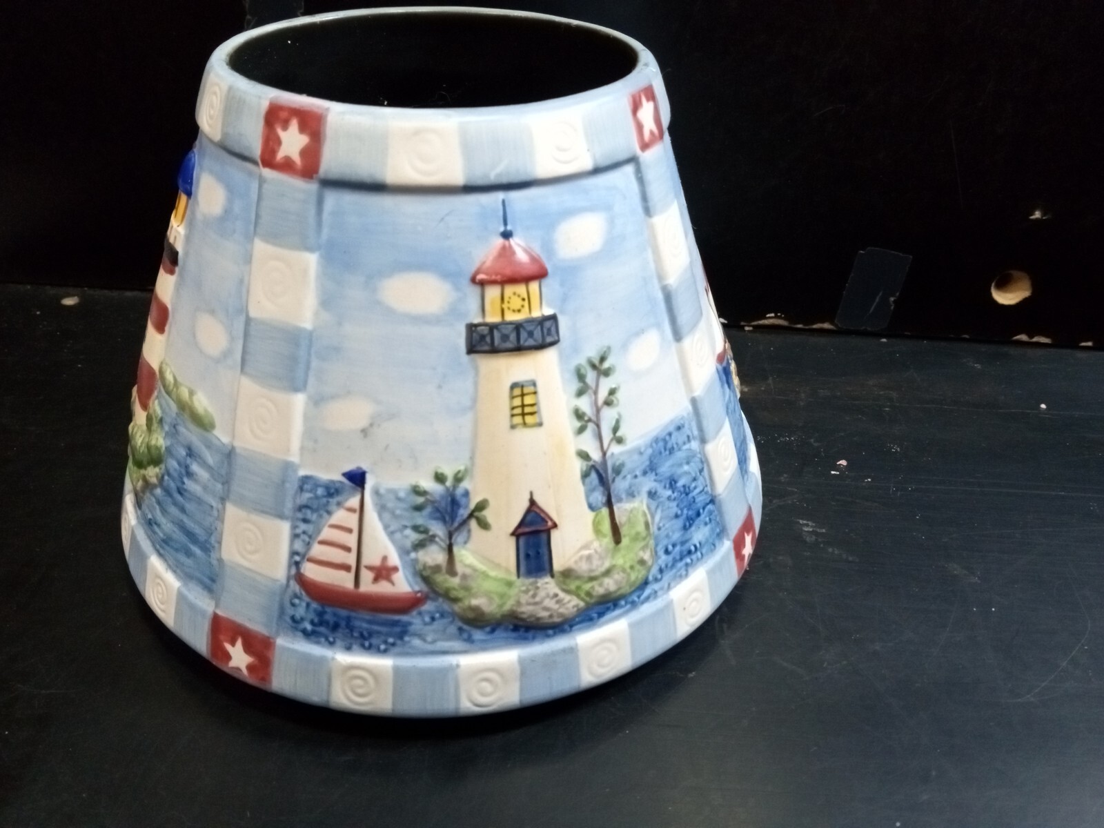 Yankee Candle Large Candle Large Jar Shade Topper and Plate Lighthouse