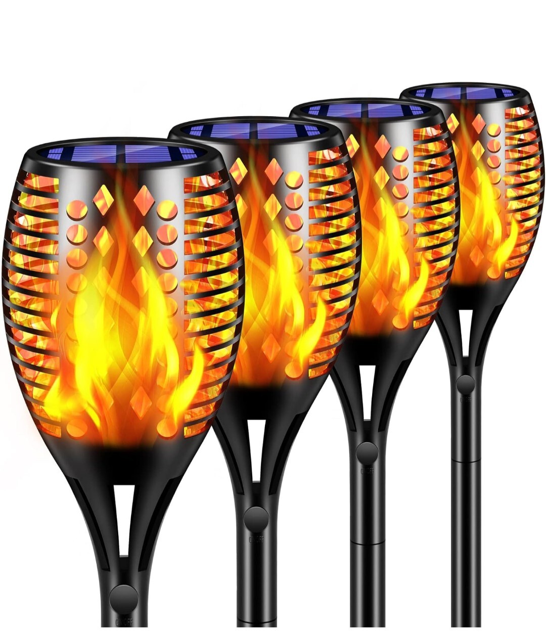 Tomcare Solar Lights Upgraded, 43″ Waterproof Flickering Flames 96 LED