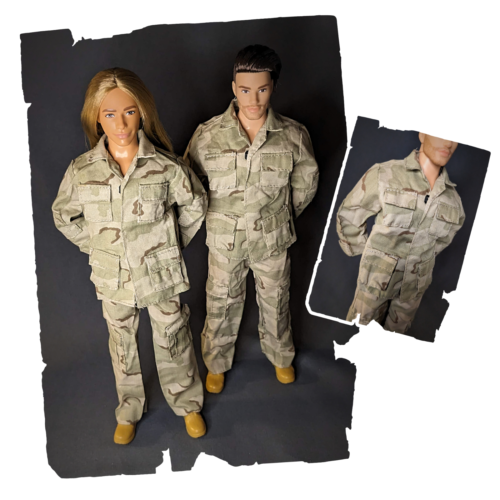 Khaki military-style jacket & pants for fashion male dolls (long sleeve) - Picture 1 of 17