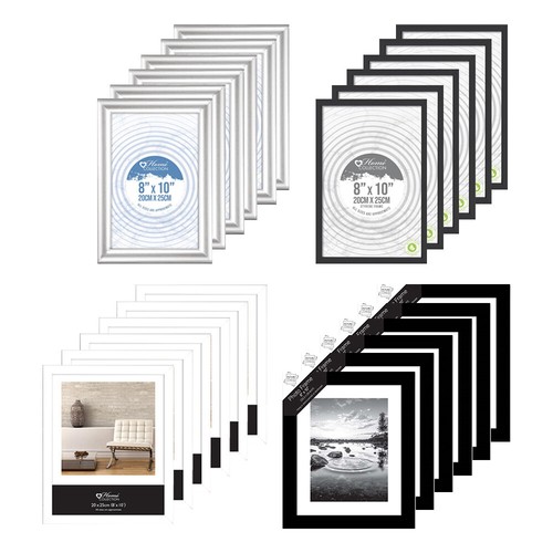 [Pack of 5 or 12] 8" x 10" Photo Picture Frames Glass/Styrene Wall