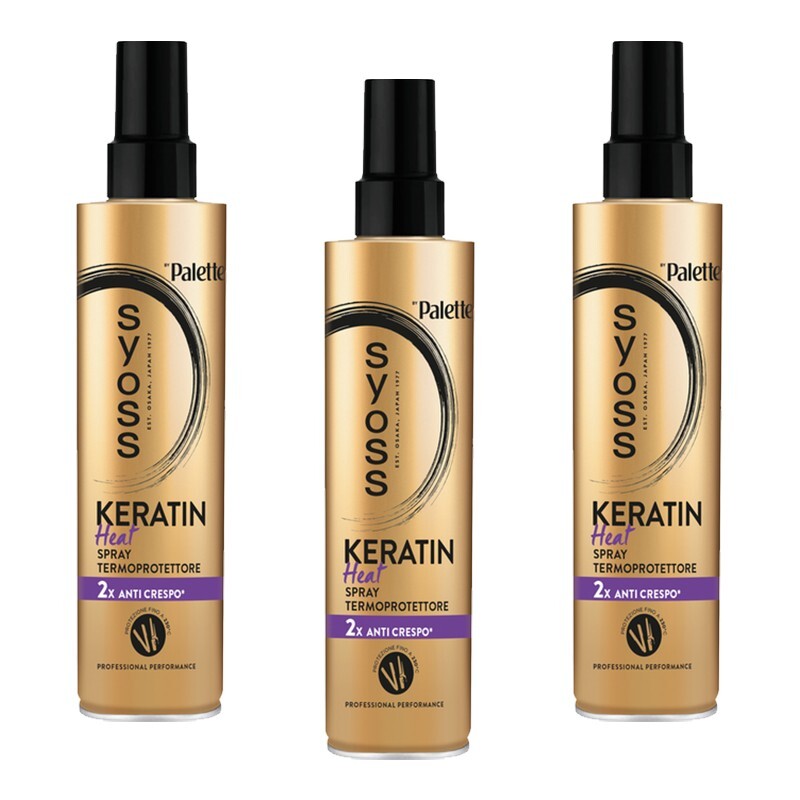 3pz PALETTE SYOSS Termoprotettore Spray capelli KERATIN KEAT anticrespo 200ml